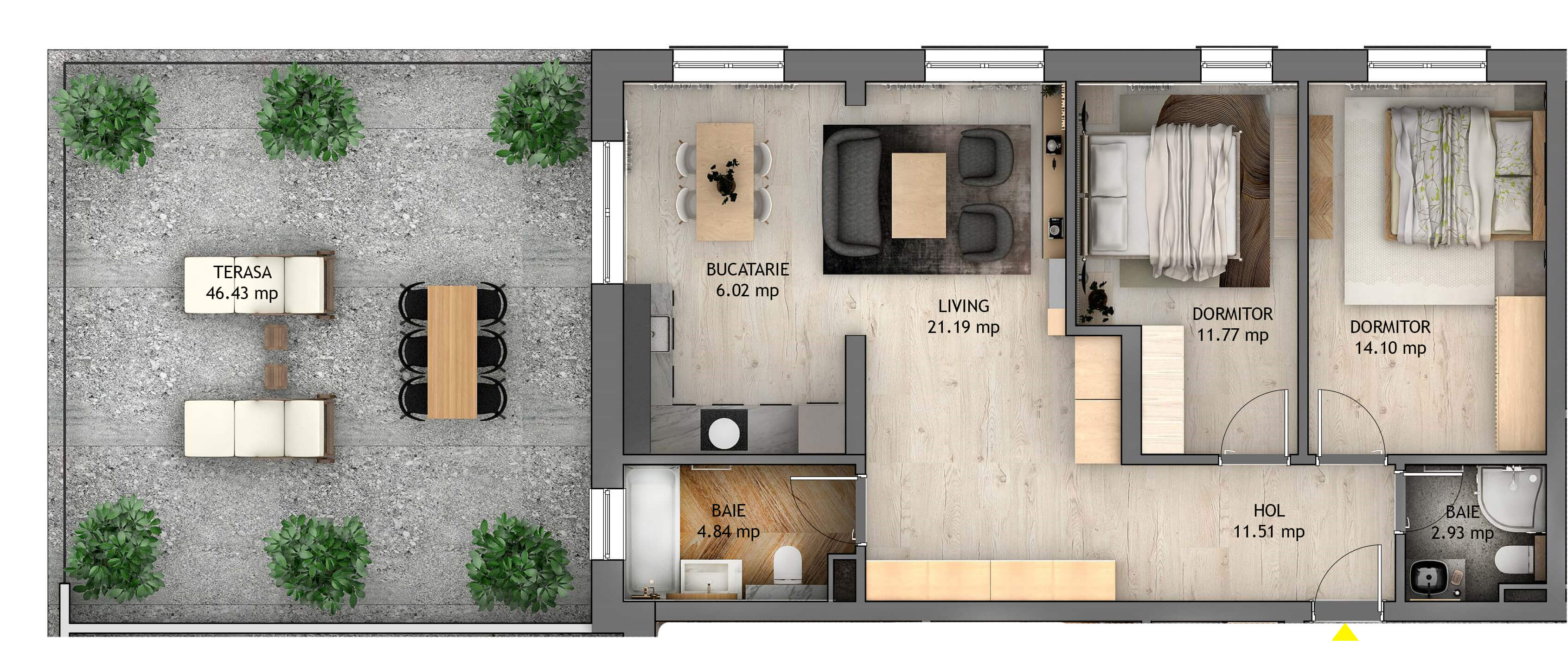 Apartament Penthouse cu 3 camere Tip P2